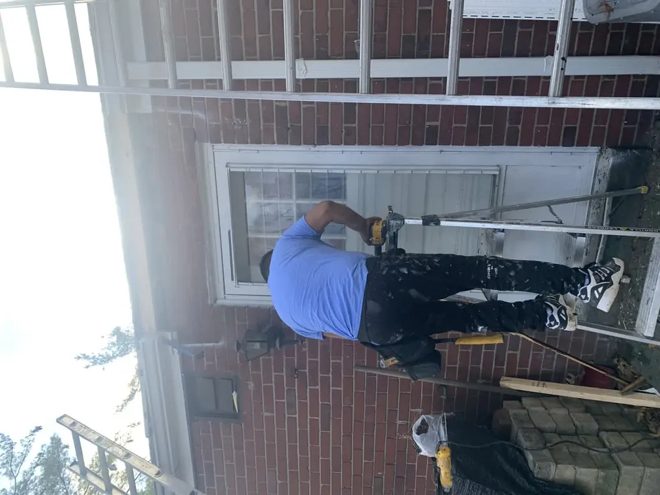 Window and exterior finish work: Window, deck-door, and exterior carpentry details.