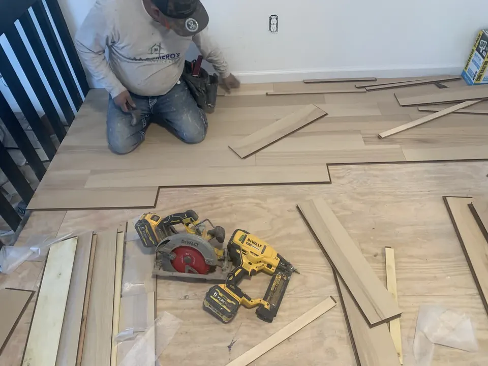 Flooring installation: Flooring preparation, installation, and finish work.
