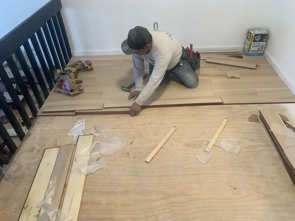 Flooring installation: Flooring preparation, installation, and finish work.