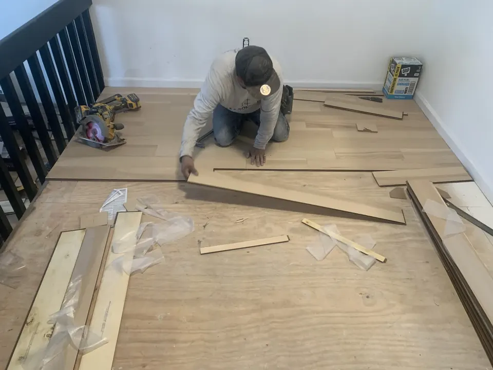 Flooring installation: Flooring preparation, installation, and finish work.