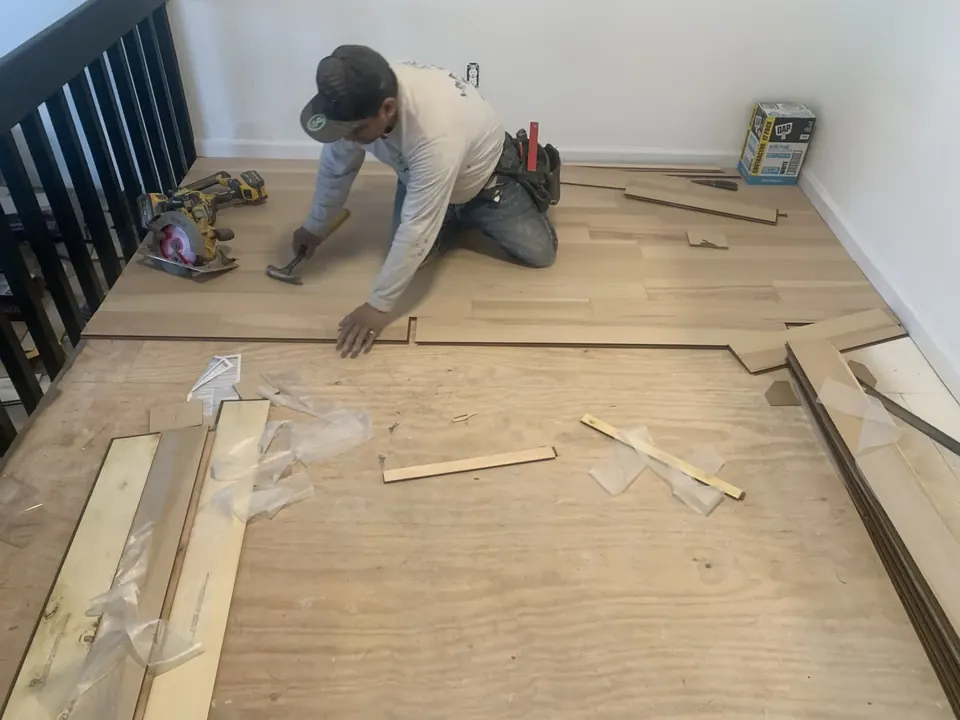 Flooring installation: Flooring preparation, installation, and finish work.