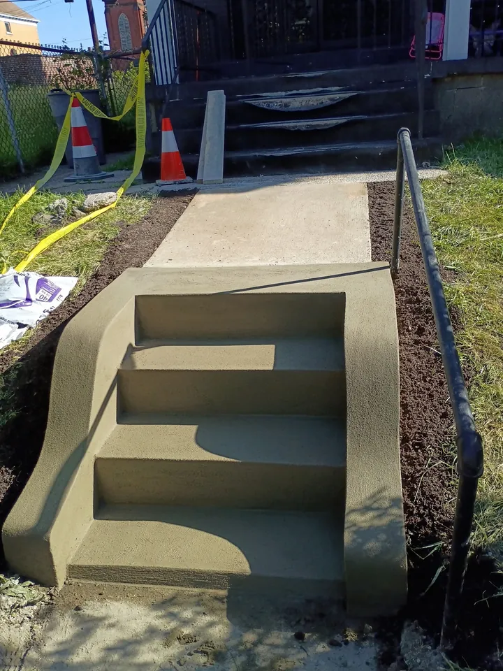 Restored concrete entry steps