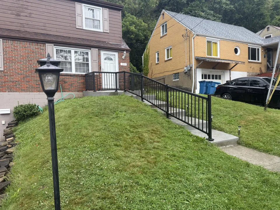 Metal railing along the front walkway